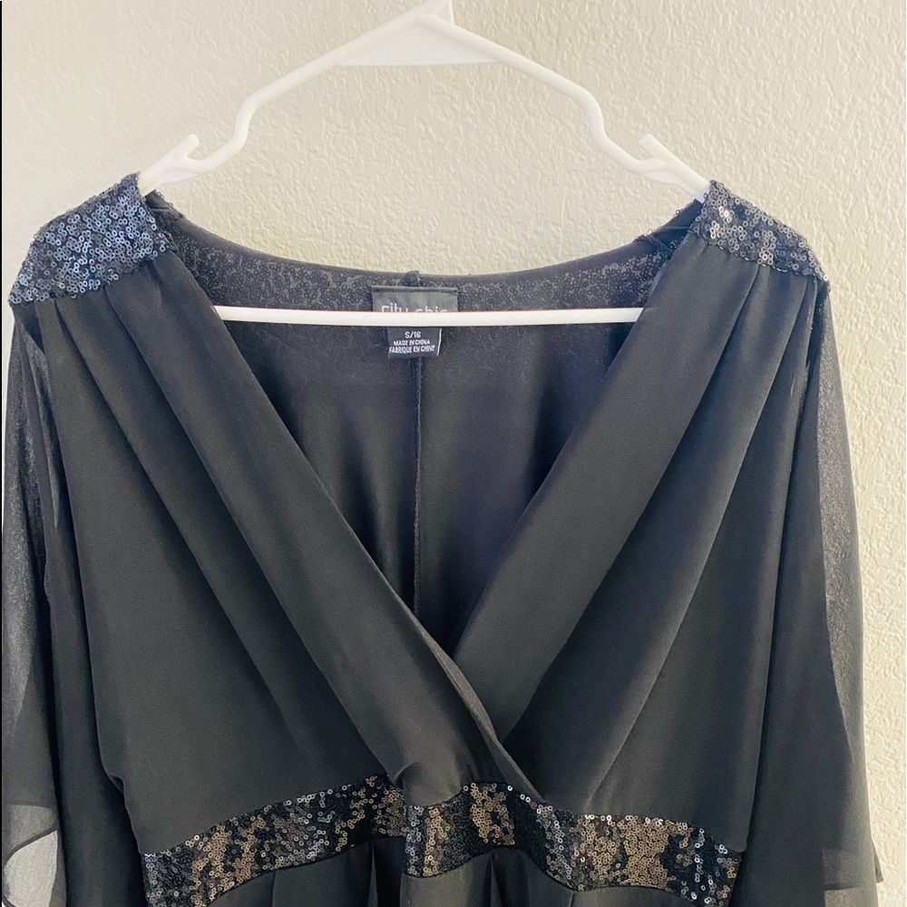 City Chic S16 Black Sequin Dress
